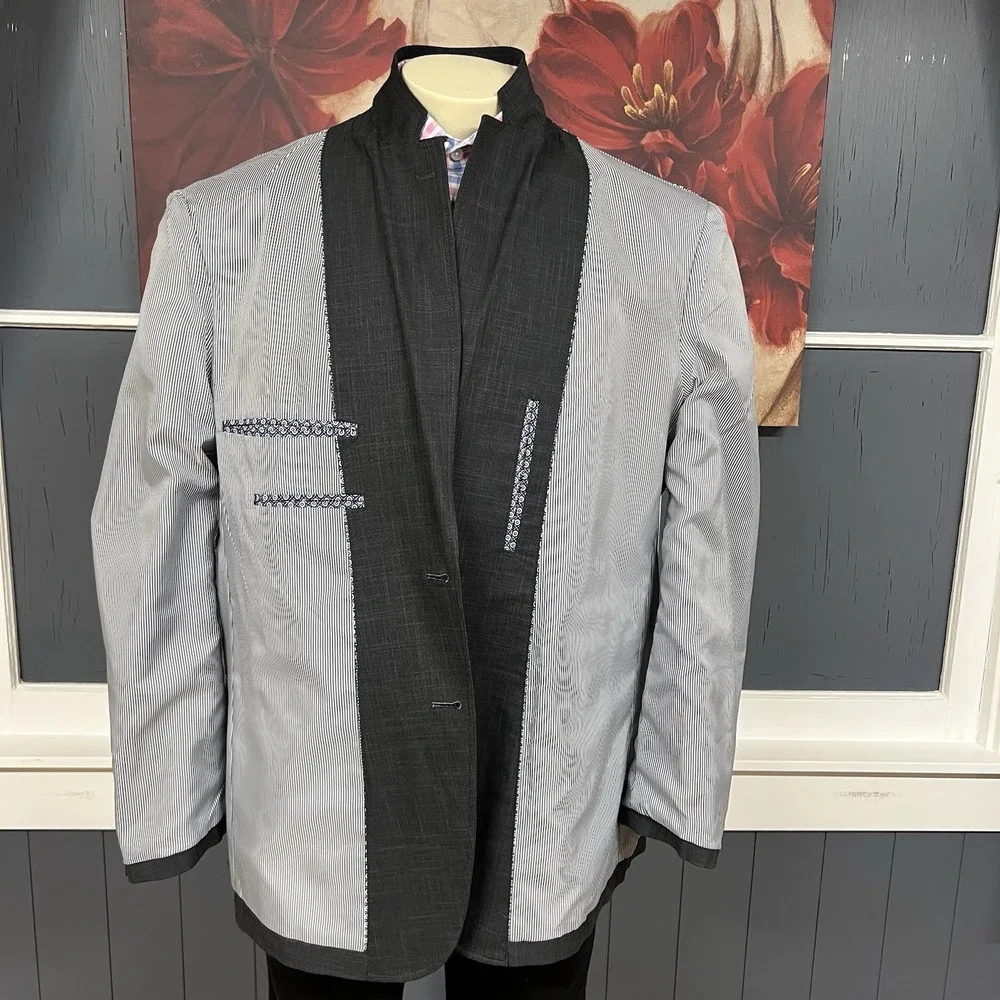 Joseph Abboud Cotton Blazer Jacket Sport‎ Coat Mens XXL (46R) Dark Gray Plaid
